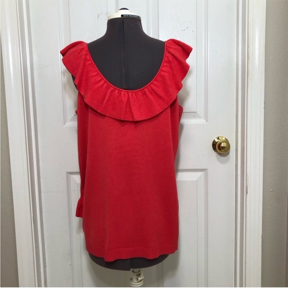 Sofia Vergara Red Versatile Ruffle Tank Knit Sweater Size XL - Picture 6 of 10